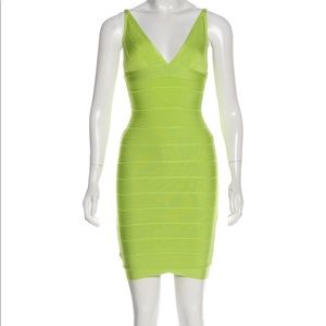 Herve Leger Lauren Bandage Lime Green Midi/Mimi Dress